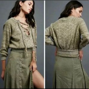 🆑FINAL Free People Hoops & Hollas Lace Up Sweater